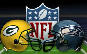 Seahawks at Packers helmets